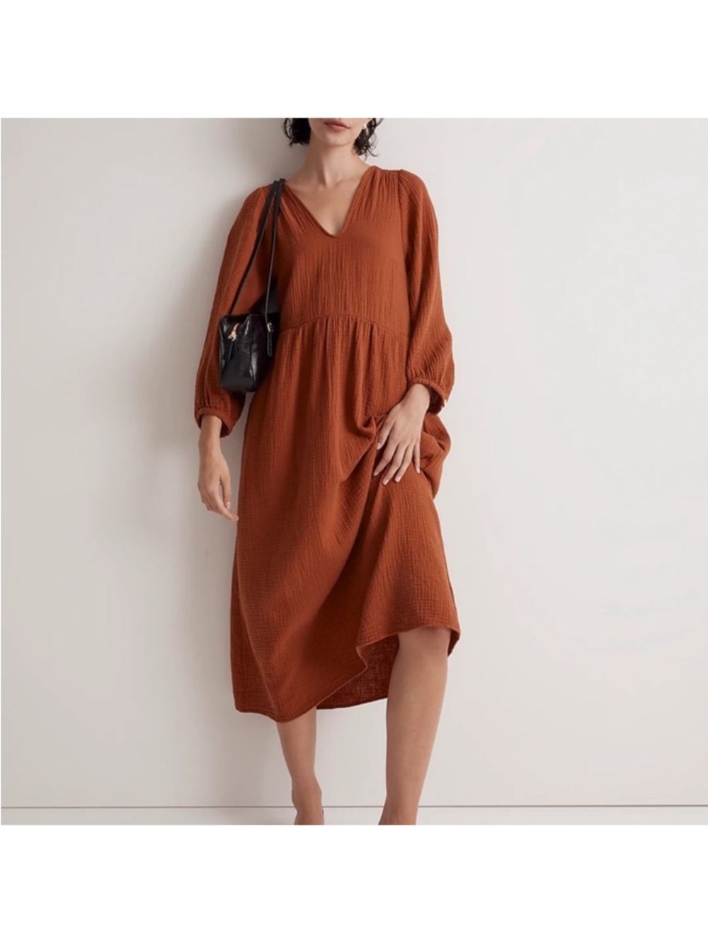 Madewell Lightspun V-Neck Midi Dress size XXS